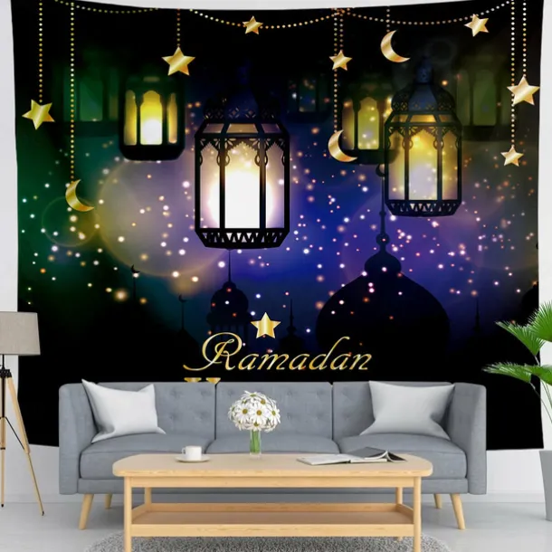 Ramadan Eid Mubarak Wall Tapestry Art Decor Photograph Backdrop Blanket Curtain Hanging Home Bedroom Living Room Decoration