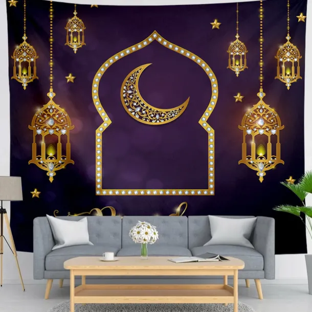Ramadan Eid Mubarak Wall Tapestry Art Decor Photograph Backdrop Blanket Curtain Hanging Home Bedroom Living Room Decoration