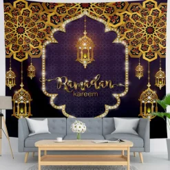 Ramadan Eid Mubarak Wall Tapestry Art Decor Photograph Backdrop Blanket Curtain Hanging Home Bedroom Living Room Decoration