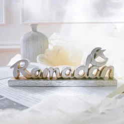 Ramadan Letter Decoration Figurine, Resin Antique-Style Craft, Muslim Festival Gift for Eid al-Fitr & Eid al-Adha, Cute Gift for Family Gatherings and Celebrations