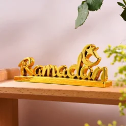 Ramadan Letter Decoration Figurine, Resin Antique-Style Craft, Muslim Festival Gift for Eid al-Fitr & Eid al-Adha, Cute Gift for Family Gatherings and Celebrations