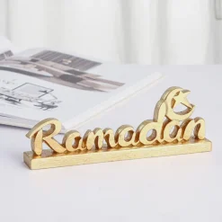 Ramadan Letter Decoration Figurine, Resin Antique-Style Craft, Muslim Festival Gift for Eid al-Fitr & Eid al-Adha, Cute Gift for Family Gatherings and Celebrations