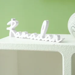 Ramadan Letter Table Decor – Creative White PVC Foam Letter Ornaments, Festive Desktop Decoration for Eid al-Fitr & Eid al-Adha