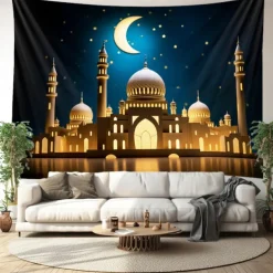 Ramadan Night Hanging Tapestry Wall Art Large Tapestry Mural Decor Photograph Backdrop Blanket Curtain Home Bedroom Living Room Decoration