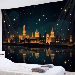 Ramadan Night Hanging Tapestry Wall Art Large Tapestry Mural Decor Photograph Backdrop Blanket Curtain Home Bedroom Living Room Decoration
