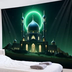 Ramadan Night Hanging Tapestry Wall Art Large Tapestry Mural Decor Photograph Backdrop Blanket Curtain Home Bedroom Living Room Decoration