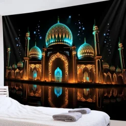 Ramadan Night Hanging Tapestry Wall Art Large Tapestry Mural Decor Photograph Backdrop Blanket Curtain Home Bedroom Living Room Decoration