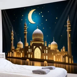 Ramadan Night Hanging Tapestry Wall Art Large Tapestry Mural Decor Photograph Backdrop Blanket Curtain Home Bedroom Living Room Decoration