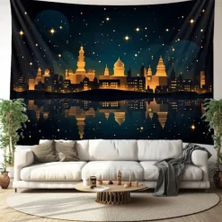 Ramadan Night Hanging Tapestry Wall Art Large Tapestry Mural Decor Photograph Backdrop Blanket Curtain Home Bedroom Living Room Decoration