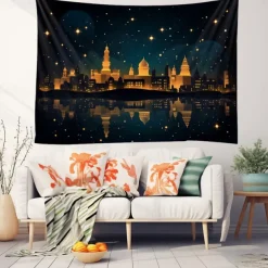 Ramadan Night Hanging Tapestry Wall Art Large Tapestry Mural Decor Photograph Backdrop Blanket Curtain Home Bedroom Living Room Decoration