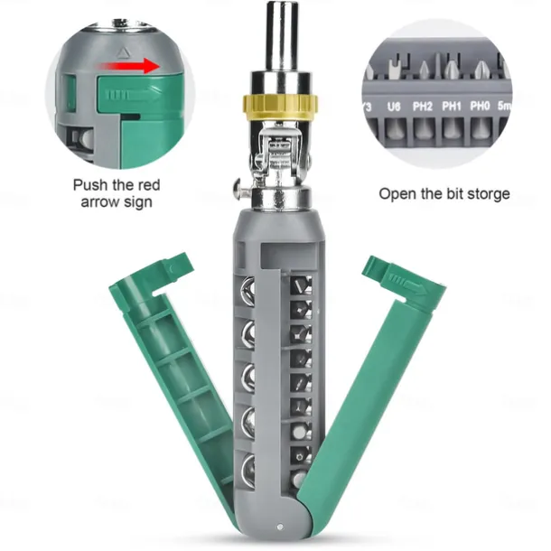 Ratcheting screwdriver set Tool Kit 14-in-1 Screw Driver Set Kit Multi Screwdriver with Magnetic Tip, 180 Degree Adjustable Angle Screwdriver Set Repair Tool