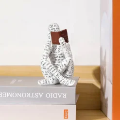 Reading Bookshelf Decor,Reading Woman Figurine,Resin Statue Thinker Style,Abstract Sculptures Figurines for Home Decor Modern Office Shelf Desktop