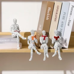 Reading Bookshelf Decor,Reading Woman Figurine,Resin Statue Thinker Style,Abstract Sculptures Figurines for Home Decor Modern Office Shelf Desktop