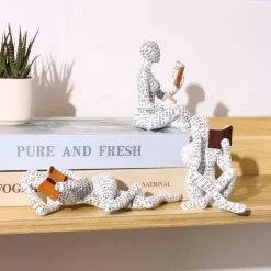 Reading Bookshelf Decor,Reading Woman Figurine,Resin Statue Thinker Style,Abstract Sculptures Figurines for Home Decor Modern Office Shelf Desktop