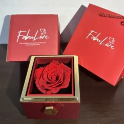 Real Eternal Rose Rotating Gift Box Set Romantic Eternal Flower | Birthday, Mothers Day, Gifts for Women, Valentine's Day Gift
