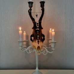 Real Roe Deer Skull Candelabra Dark Interiors Gothic Design Wedding Centrepiece Alternative Home