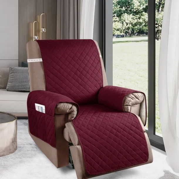 Recliner Covers Nonslip Recliner Chair Covers for Reclining Chair with Pockets, Quilted Thick Recliner Slipcovers for Pets and Kids