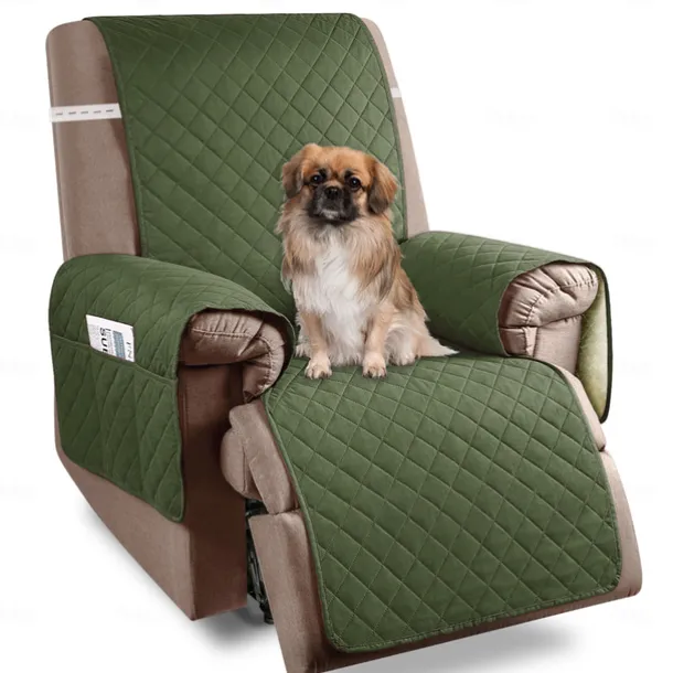 Recliner Covers Nonslip Recliner Chair Covers for Reclining Chair with Pockets, Quilted Thick Recliner Slipcovers for Pets and Kids