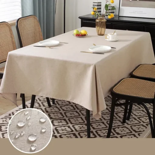 Rectangle Table Cloth Linen Farmhouse Tablecloth Waterproof Anti-Shrink Soft and Wrinkle Resistant Decorative Fabric Table Cover for Kitchen