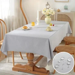 Rectangle Tablecloth Waterproof Table Cloth Stain Resistant Table Cloth Wrinkle Free Fabric Washable Cotton Linen Table Cover for Dining Party Holiday Decor