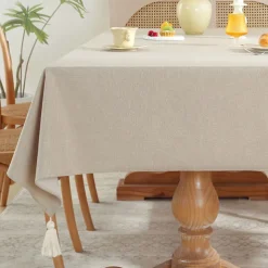 Rectangle Tablecloth Waterproof Table Cloth Stain Resistant Table Cloth Wrinkle Free Fabric Washable Cotton Linen Table Cover for Dining Party Holiday Decor