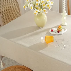 Rectangle Tablecloth Waterproof Table Cloth Stain Resistant Table Cloth Wrinkle Free Fabric Washable Cotton Linen Table Cover for Dining Party Holiday Decor