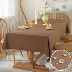 Rectangle Tablecloth Waterproof Table Cloth Stain Resistant Table Cloth Wrinkle Free Fabric Washable Cotton Linen Table Cover for Dining Party Holiday Decor