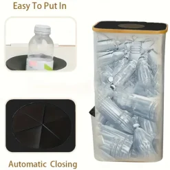 Recycling Bin Set with Removable Storage Bag, 26 Gallon / 100L Foldable Bottle Recycling Station for Glass, Paper, Plastic, Cans and Metal, Large Capacity Waste Sorting Container for Home or Kitchen