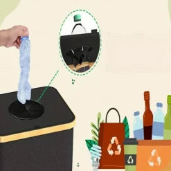 Recycling Bin Set with Removable Storage Bag, 26 Gallon / 100L Foldable Bottle Recycling Station for Glass, Paper, Plastic, Cans and Metal, Large Capacity Waste Sorting Container for Home or Kitchen