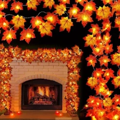 Red Maple Leaf USB String Lights Halloween Thanksgiving and Fall Decorations for Home Party and Autumn Atmosphere Decoration