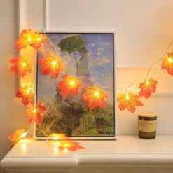 Red Maple Leaf USB String Lights Halloween Thanksgiving and Fall Decorations for Home Party and Autumn Atmosphere Decoration