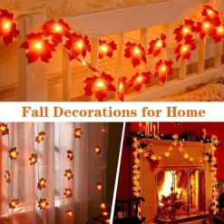 Red Maple Leaf USB String Lights Halloween Thanksgiving and Fall Decorations for Home Party and Autumn Atmosphere Decoration
