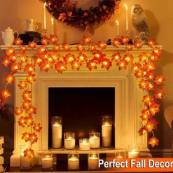 Red Maple Leaf USB String Lights Halloween Thanksgiving and Fall Decorations for Home Party and Autumn Atmosphere Decoration