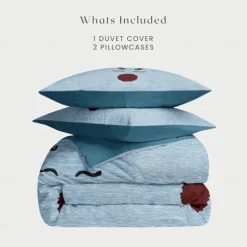 Reindeer Print Duvet Cover Set 100% Cotton Soft and Cozy Bedding Set with Holiday Reindeer Design Perfect for Winter Season Stylish Bedroom Decor Easy Care Machine Washable