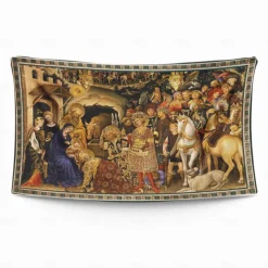 Renaissance Hanging Tapestry Wall Art Large Tapestry Mural Decor Photograph Backdrop Blanket Curtain Home Bedroom Living Room Decoration Adoration of the Magi