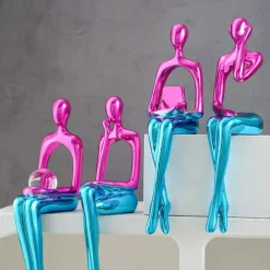 Resin Abstract Reading Figurine, Faux Jade Stone Modern Art Sculpture, Home Decor for Dining Room, Parties, and Tabletop Decoration