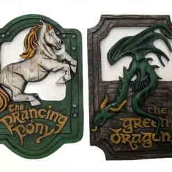 Resin Crafts Lord of The Rings The Prancing Pony and The Green Dragon Pub Signs Set Handmade Bar Style Sign Pub Home Office Garden Decorative Sign
