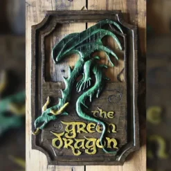 Resin Crafts Lord of The Rings The Prancing Pony and The Green Dragon Pub Signs Set Handmade Bar Style Sign Pub Home Office Garden Decorative Sign