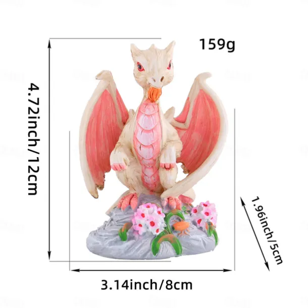 Resin Dragonfly Dinosaur Figurine Adorable Garden Decor for Your Yard, Unique Home & Patio Ornament, Perfect for Gardening Enthusiast