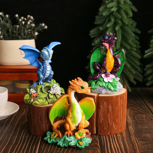 Resin Dragonfly Dinosaur Figurine Adorable Garden Decor for Your Yard, Unique Home & Patio Ornament, Perfect for Gardening Enthusiast