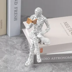 Resin Reading Woman Statue Pulp Woman Reading Bookshelf Decor, Thinker Style Resin Statue for Home Decor Contemporary Style