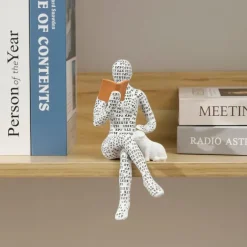 Resin Reading Woman Statue Pulp Woman Reading Bookshelf Decor, Thinker Style Resin Statue for Home Decor Contemporary Style