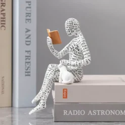 Resin Reading Woman Statue Pulp Woman Reading Bookshelf Decor, Thinker Style Resin Statue for Home Decor Contemporary Style