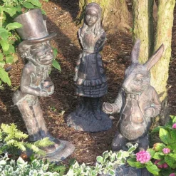 Resin Wonderland Ornament Garden / Patio Statue Alice Figurine Play Set Bunny Statue Wonderland Garden Decoration