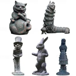 Resin Wonderland Ornament Garden / Patio Statue Alice Figurine Play Set Bunny Statue Wonderland Garden Decoration