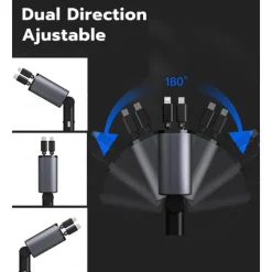 Retractable Car Charger 4 in 1 Fast Car Phone Charger Adapter with Type C & Apple Cords Compatible with iPhone 16/15/14/13/12/11, Galaxy, Pixel