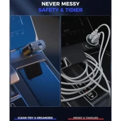 Retractable Car Charger 4 in 1 Fast Car Phone Charger Adapter with Type C & Apple Cords Compatible with iPhone 16/15/14/13/12/11, Galaxy, Pixel