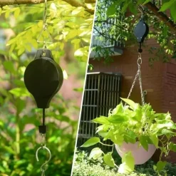 Retractable Hanging Plant Potted Telescopic Hook Garden Orchid Pots Pulley Pull Down Hanger Bird Cage Free Wheeling Lifting Hook