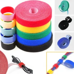 Reusable Cable Ties Roll, 3M Length, 10mm Width, Nylon Fastening Straps with Dual-Sided Hook Loop, Wire Organizer for USB Cables, Cord Wrangler, Self-Cutting Zip Ties for Electronics, Mouse, Earphone, Cord Protectors