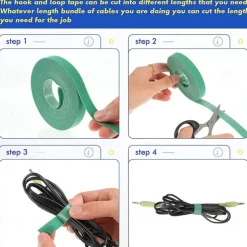 Reusable Cable Ties Roll, 3M Length, 10mm Width, Nylon Fastening Straps with Dual-Sided Hook Loop, Wire Organizer for USB Cables, Cord Wrangler, Self-Cutting Zip Ties for Electronics, Mouse, Earphone, Cord Protectors
